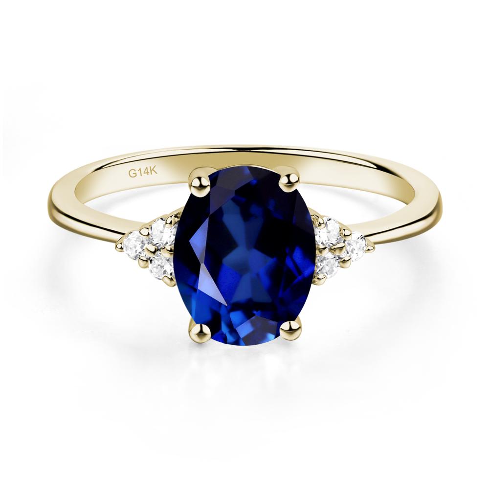Simple Oval Cut Lab Grown Sapphire Wedding Ring - LUO Jewelry #metal_14k yellow gold