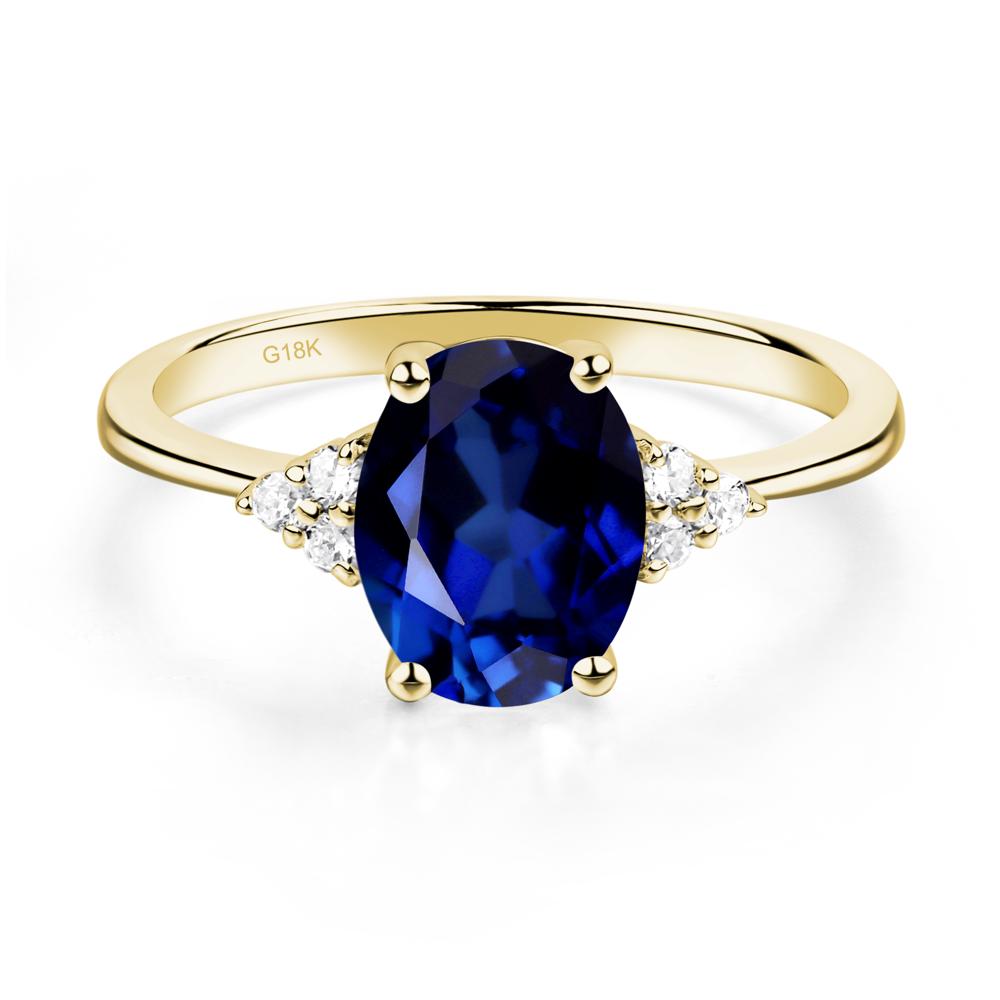 Simple Oval Cut Lab Grown Sapphire Wedding Ring - LUO Jewelry #metal_18k yellow gold