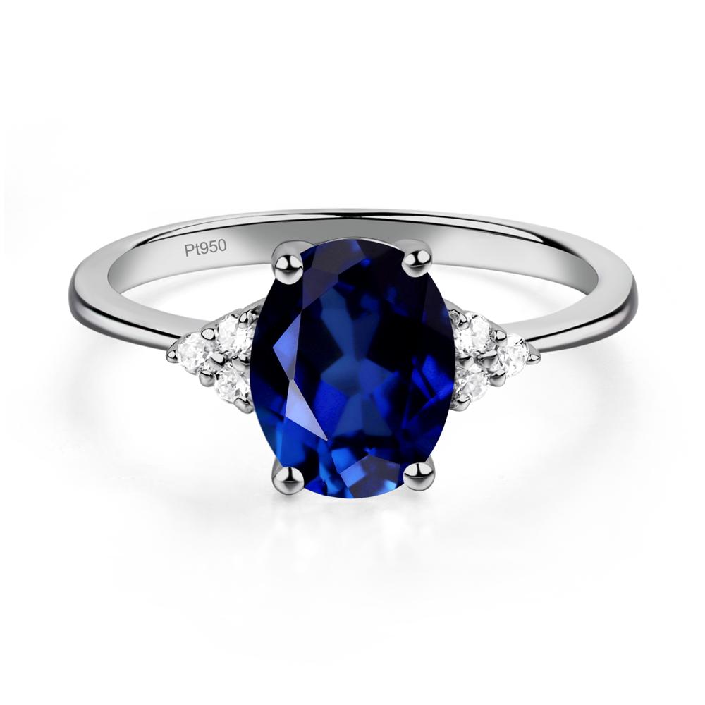 Simple Oval Cut Lab Grown Sapphire Wedding Ring - LUO Jewelry #metal_platinum