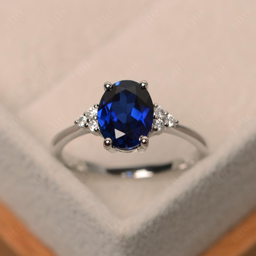 Simple Oval Cut Lab Sapphire Wedding Ring - LUO Jewelry