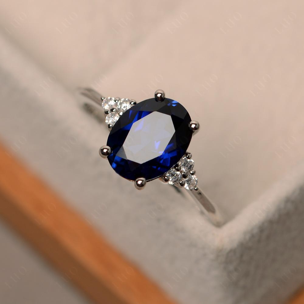 Simple Oval Cut Lab Grown Sapphire Wedding Ring - LUO Jewelry