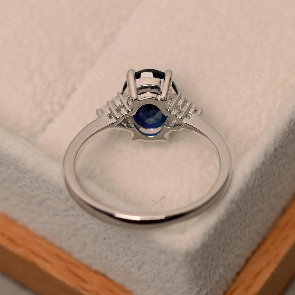 Simple Oval Cut Lab Grown Sapphire Wedding Ring - LUO Jewelry