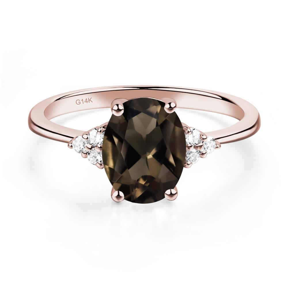Simple Oval Cut Smoky Quartz Wedding Ring - LUO Jewelry #metal_14k rose gold