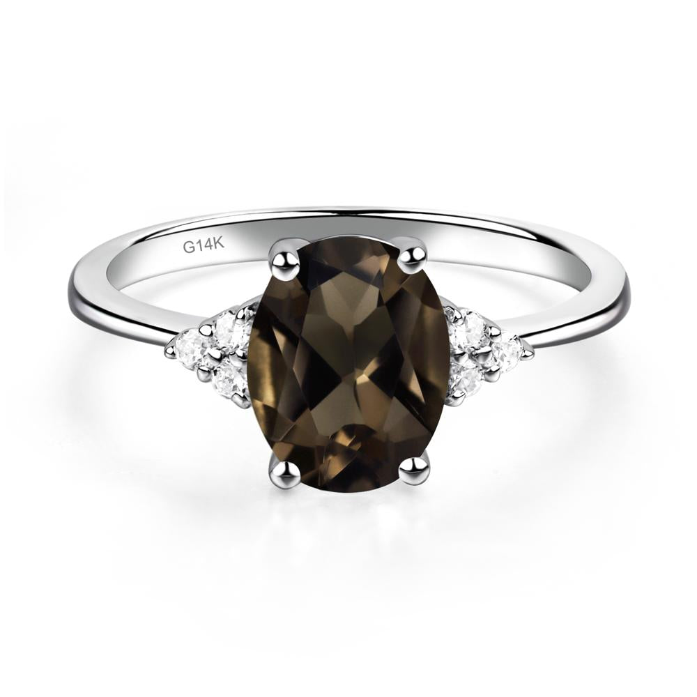Simple Oval Cut Smoky Quartz Wedding Ring - LUO Jewelry #metal_14k white gold