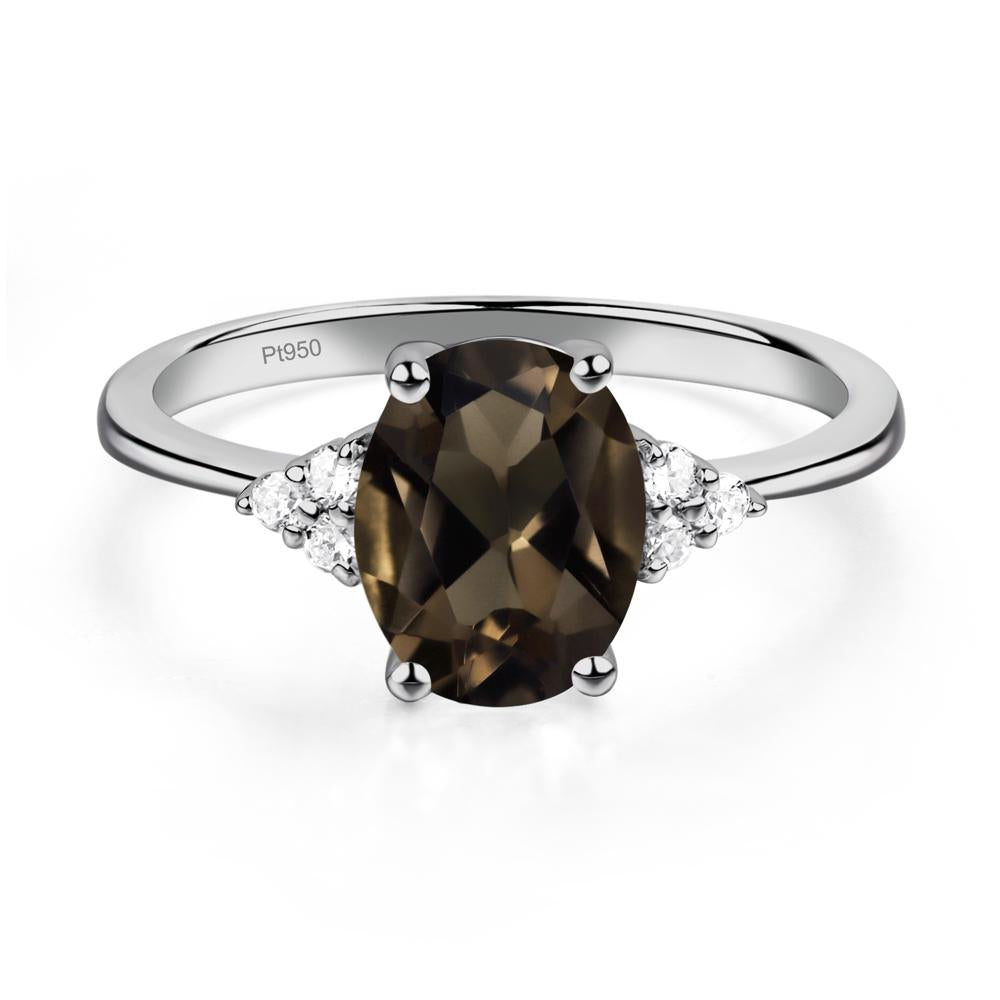 Simple Oval Cut Smoky Quartz Wedding Ring - LUO Jewelry #metal_platinum