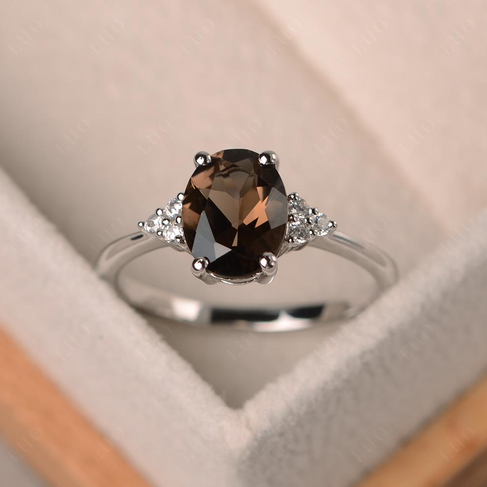 Simple Oval Cut Smoky Quartz  Wedding Ring - LUO Jewelry