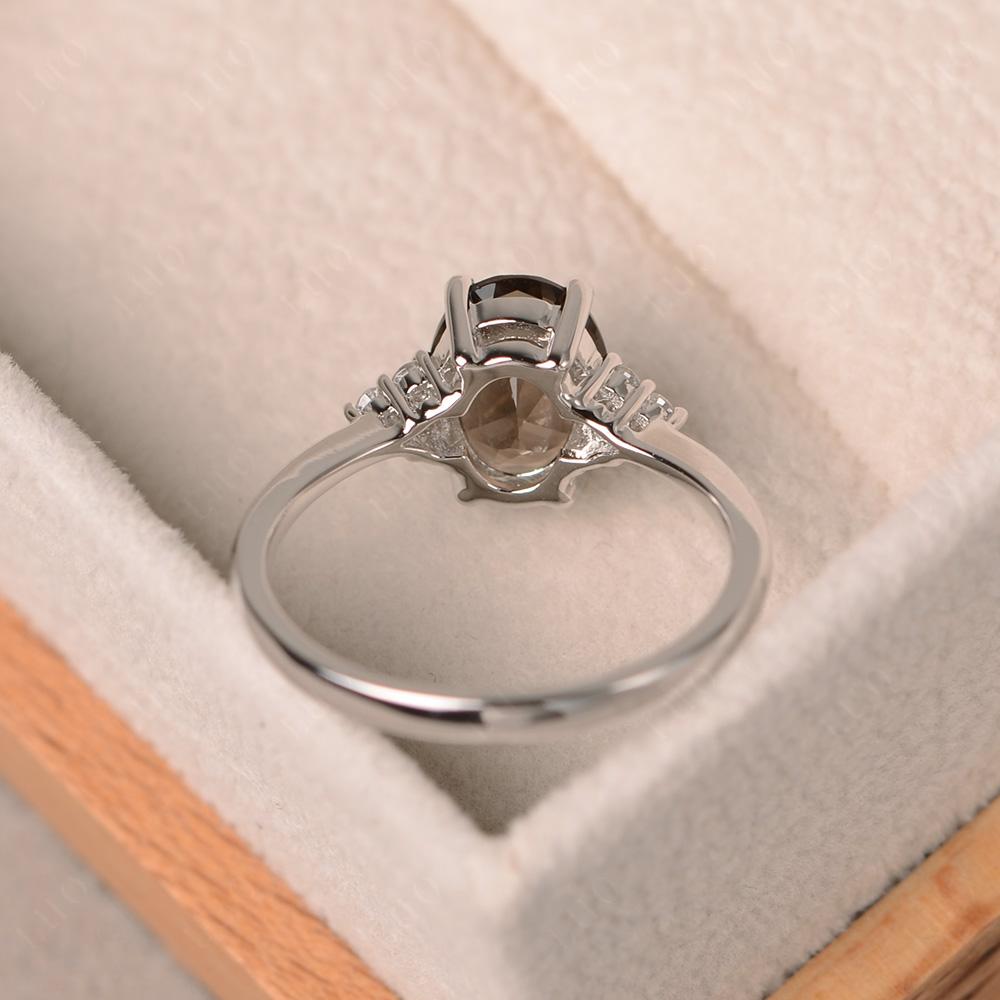 Simple Oval Cut Smoky Quartz  Wedding Ring - LUO Jewelry