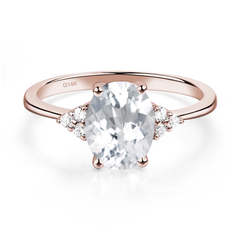 Simple Oval Cut White Topaz Wedding Ring - LUO Jewelry #metal_14k rose gold