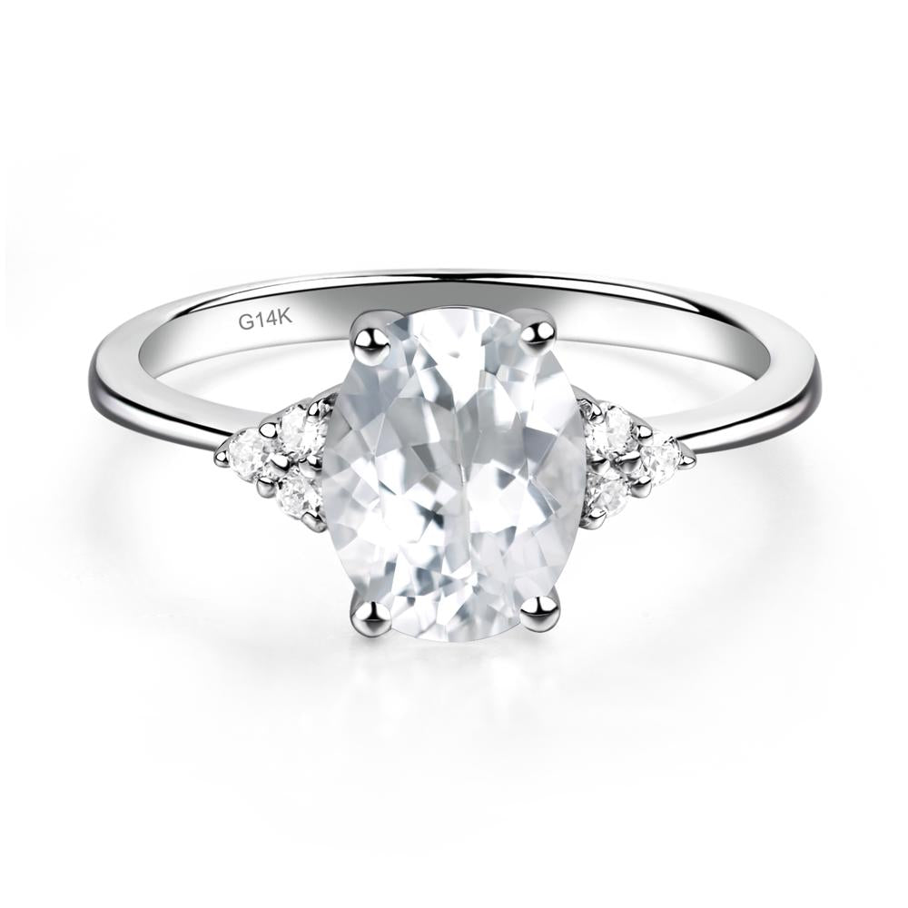 Simple Oval Cut White Topaz Wedding Ring - LUO Jewelry #metal_14k white gold
