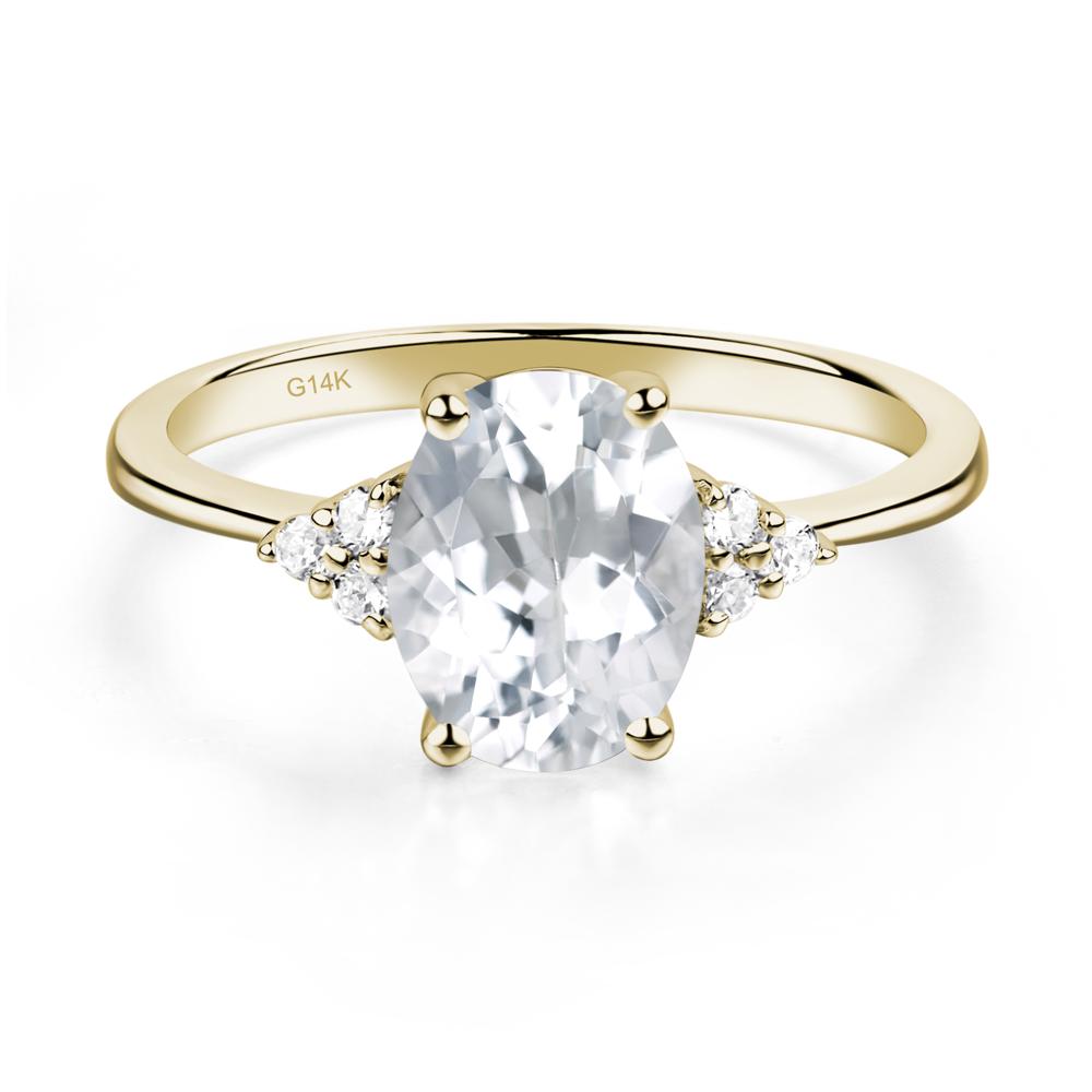 Simple Oval Cut White Topaz Wedding Ring - LUO Jewelry #metal_14k yellow gold