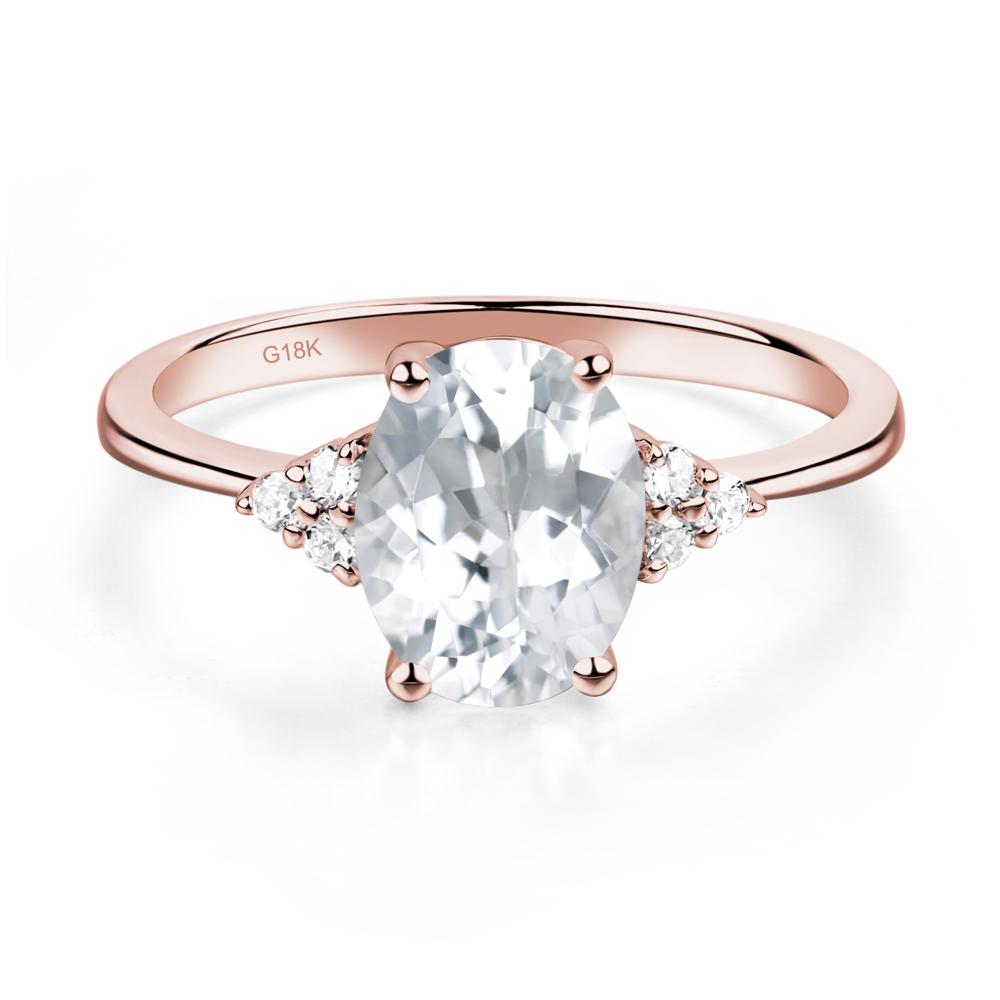 Simple Oval Cut White Topaz Wedding Ring - LUO Jewelry #metal_18k rose gold