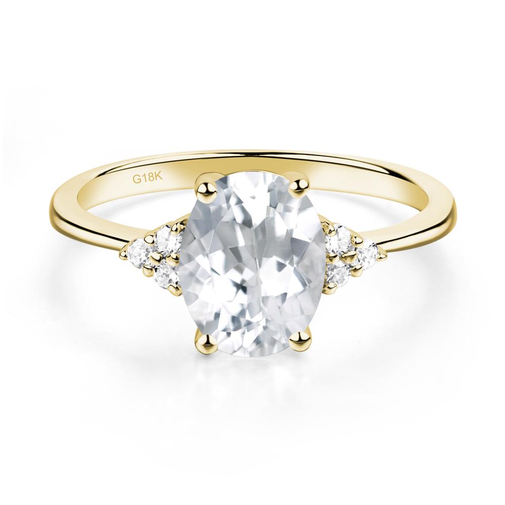 Simple Oval Cut White Topaz Wedding Ring - LUO Jewelry #metal_18k yellow gold