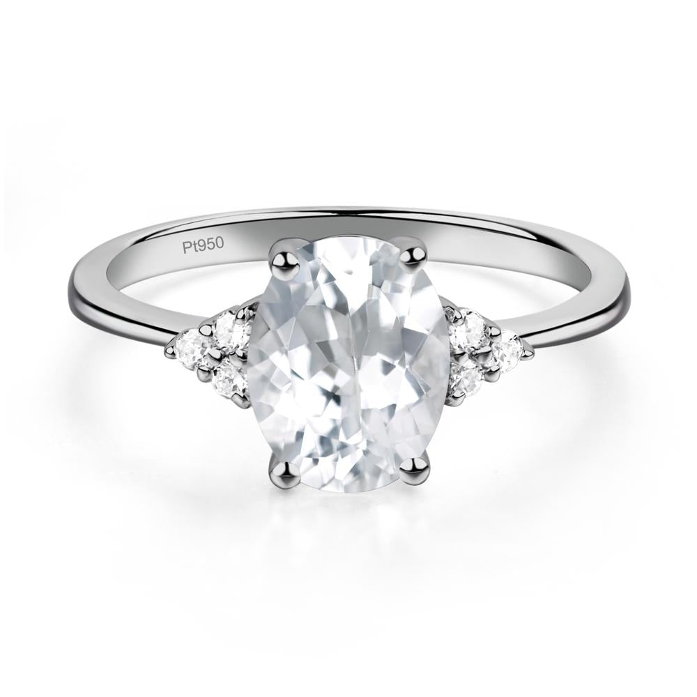 Simple Oval Cut White Topaz Wedding Ring - LUO Jewelry #metal_platinum