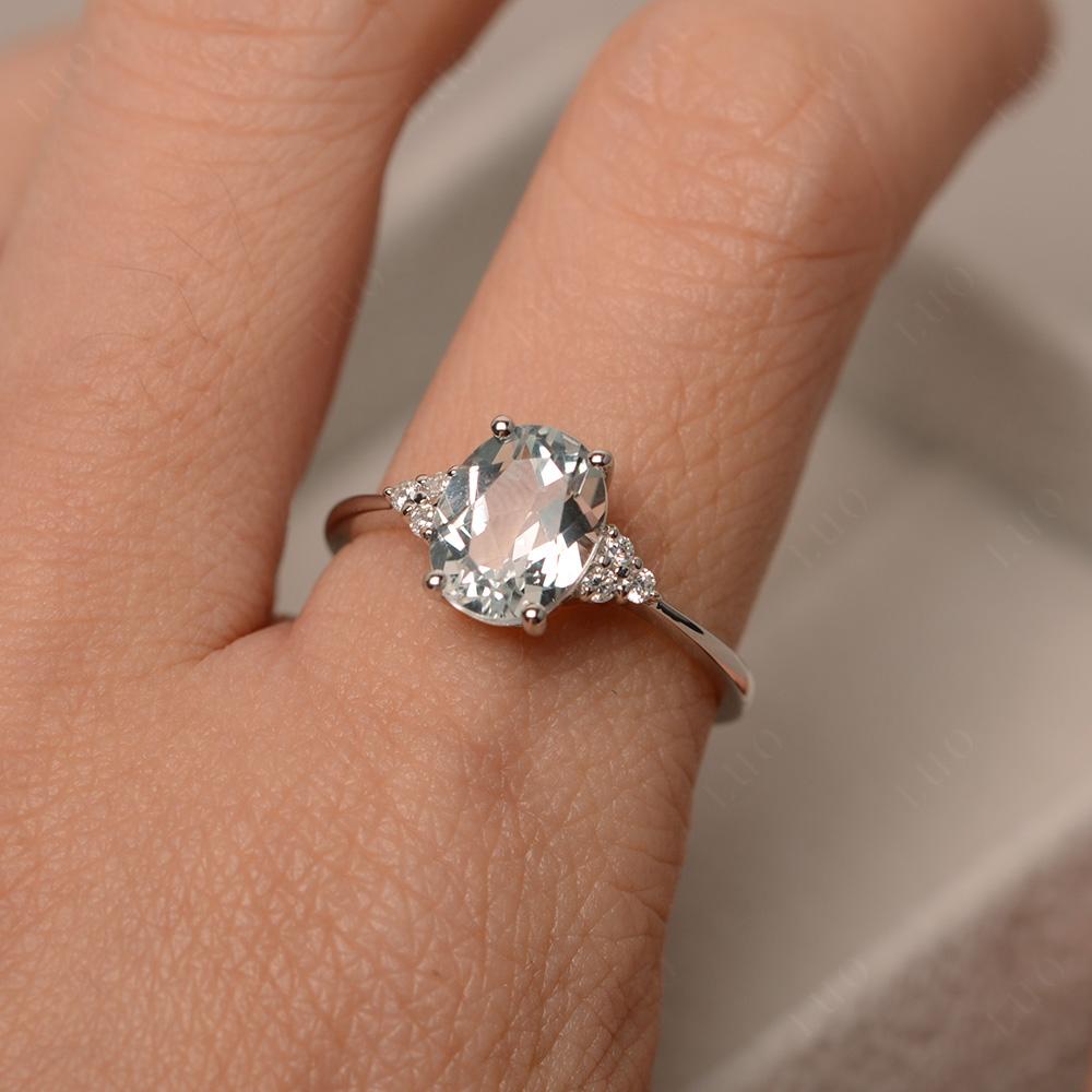 Simple Oval Cut White Topaz Wedding Ring - LUO Jewelry