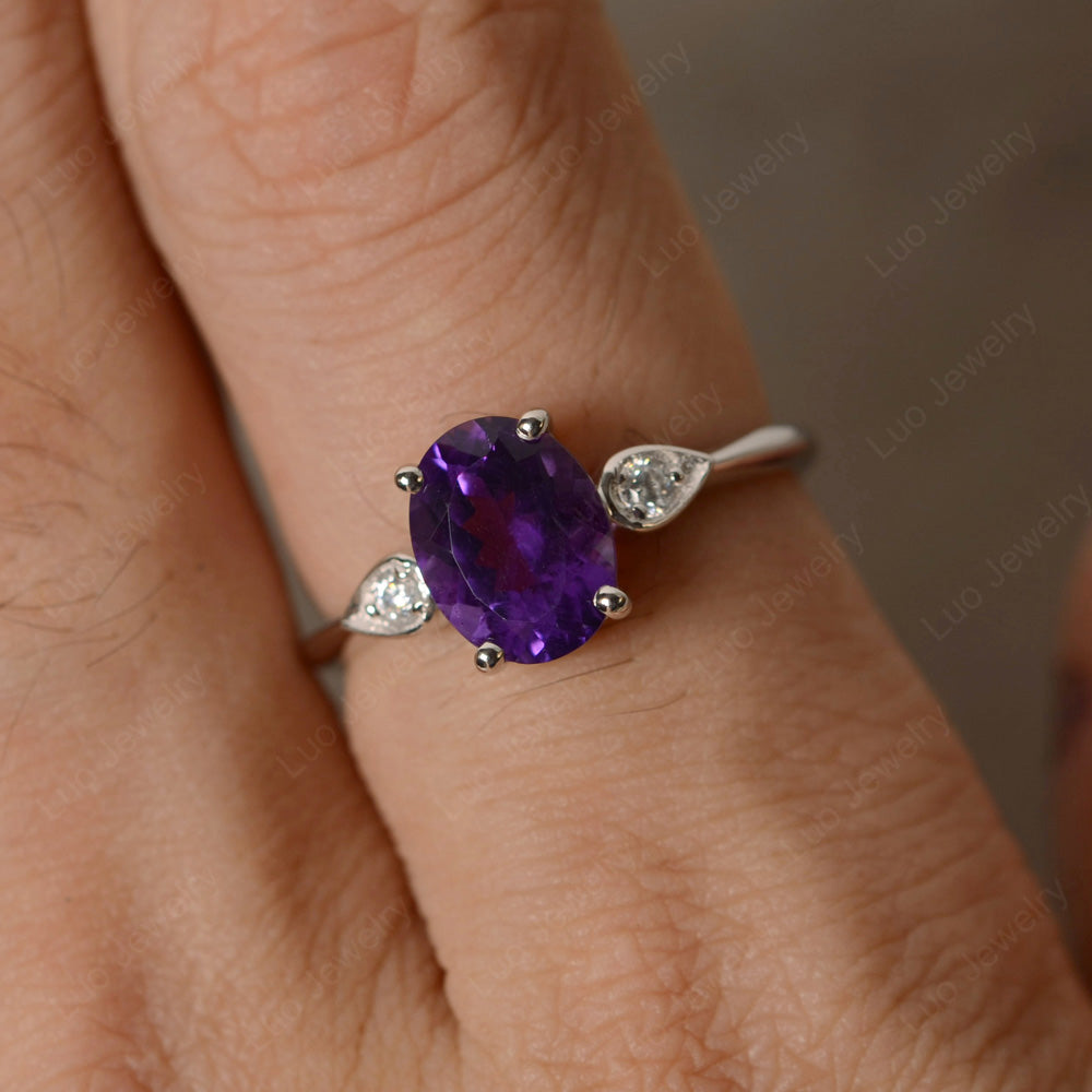 Oval Amethyst Engagement Ring Rose Gold - LUO Jewelry