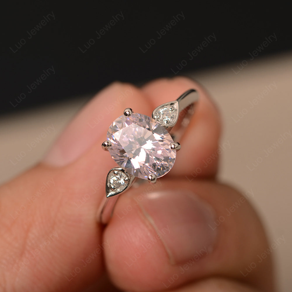 Oval Cubic Zirconia Engagement Ring Rose Gold - LUO Jewelry