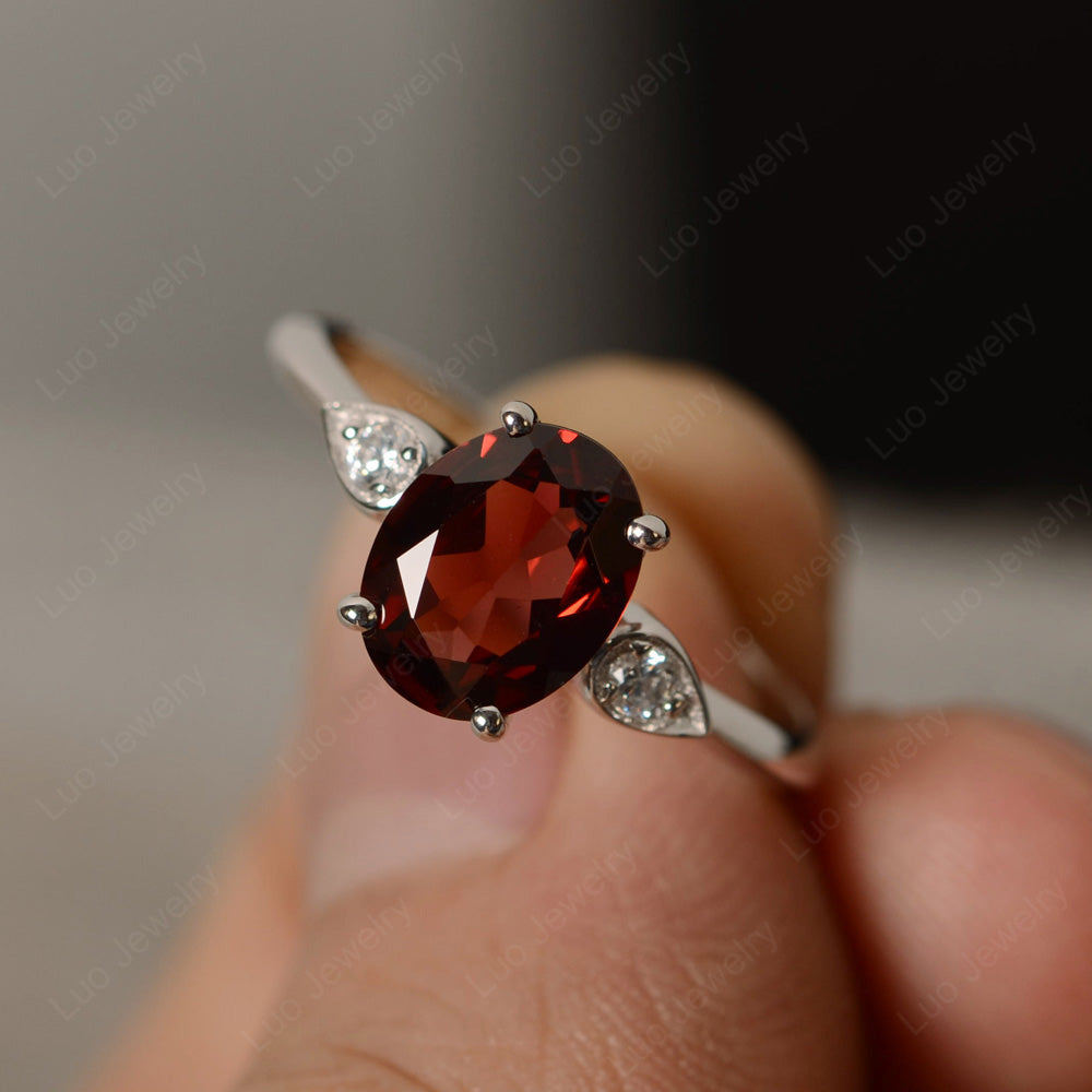 Oval Garnet Engagement Ring Rose Gold - LUO Jewelry