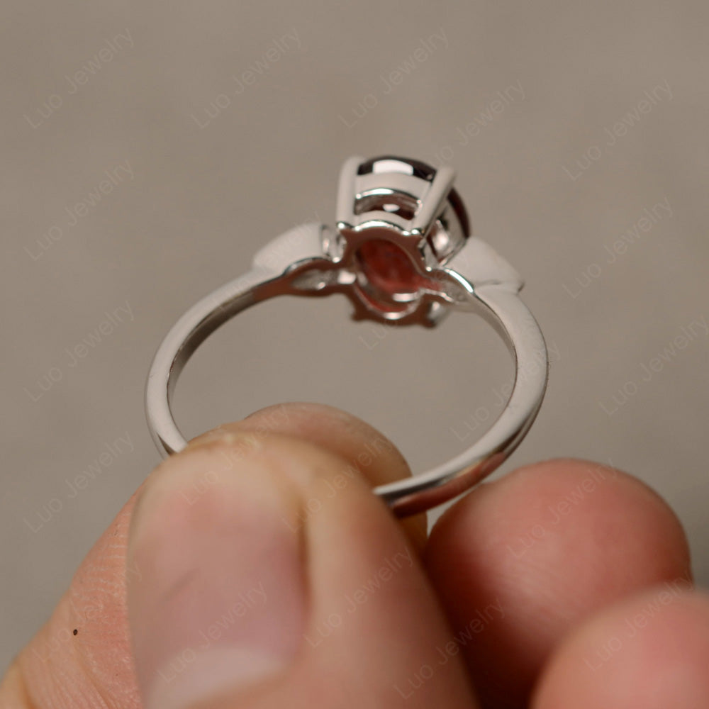 Oval Garnet Engagement Ring Rose Gold - LUO Jewelry