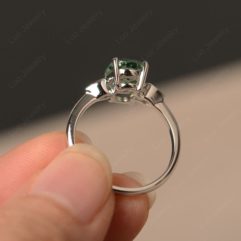 Oval Green Sapphire Engagement Ring Rose Gold - LUO Jewelry