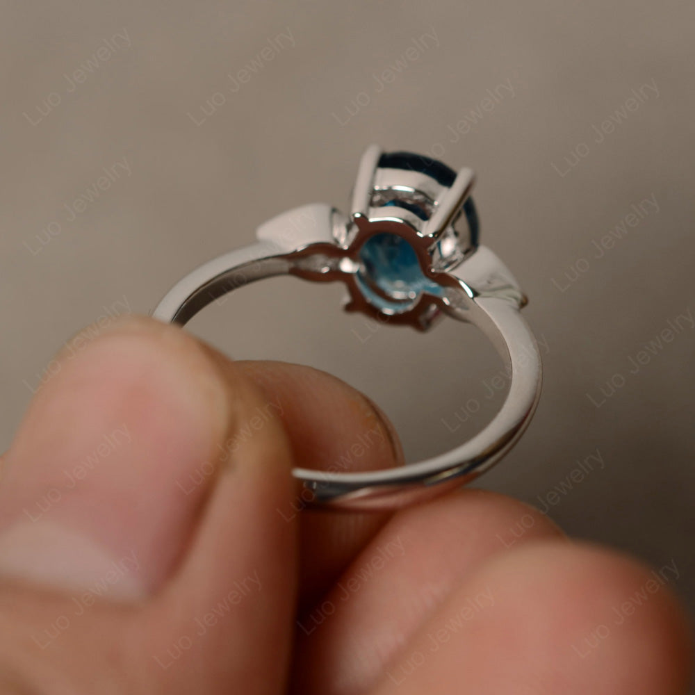 Oval London Blue Topaz Engagement Ring Rose Gold - LUO Jewelry