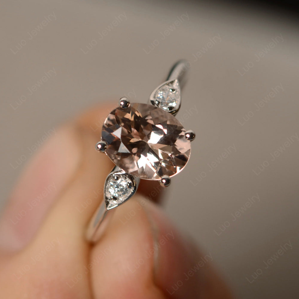 Oval Morganite Engagement Ring Rose Gold - LUO Jewelry