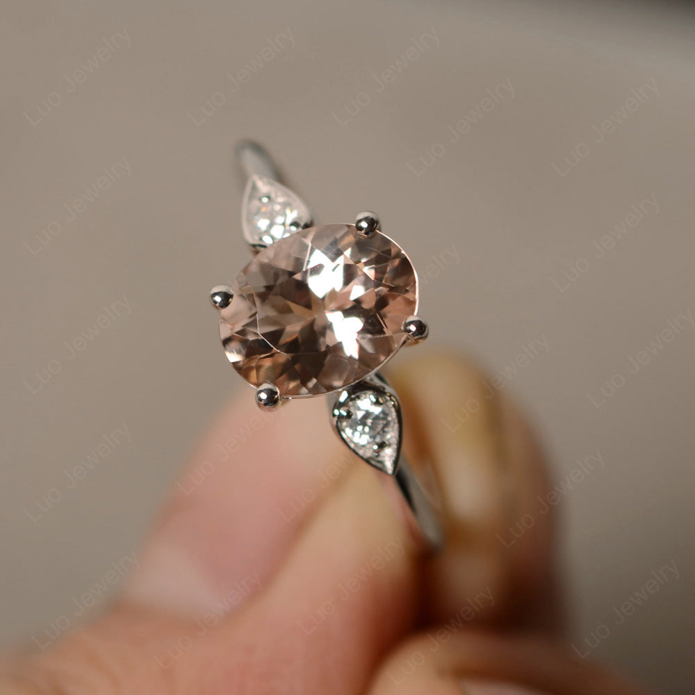 Oval Morganite Engagement Ring Rose Gold - LUO Jewelry
