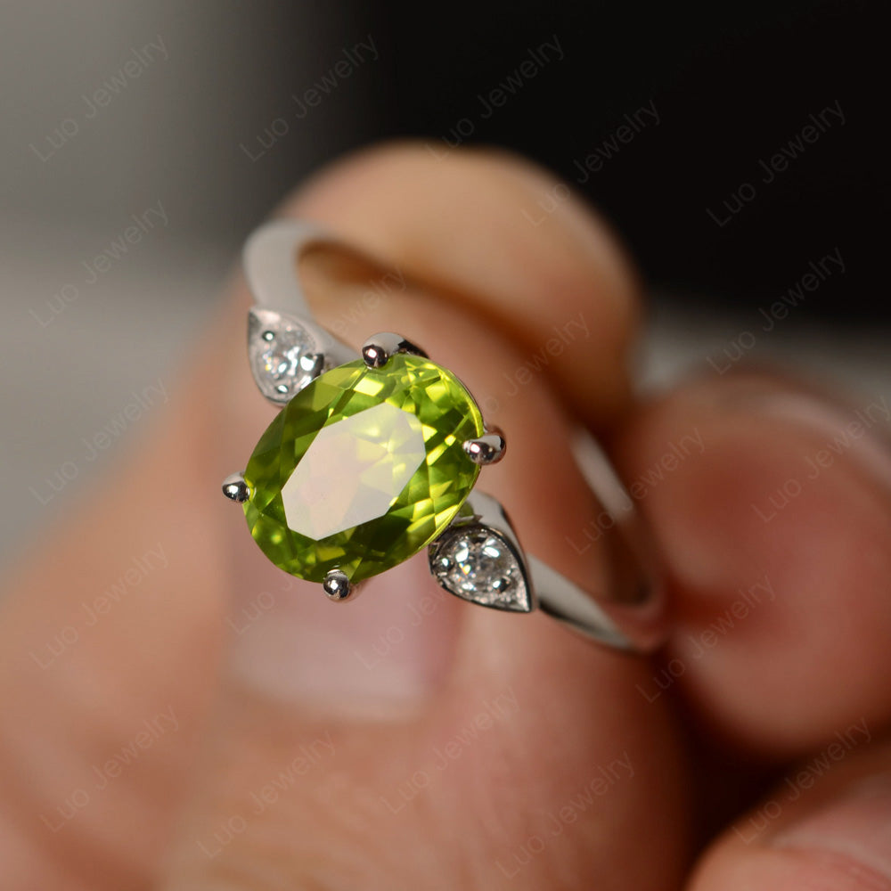 Oval Peridot Engagement Ring Rose Gold - LUO Jewelry