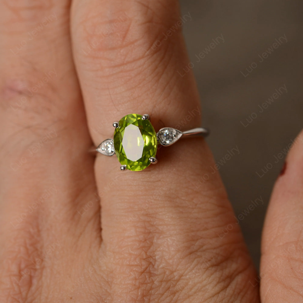 Oval Peridot Engagement Ring Rose Gold - LUO Jewelry