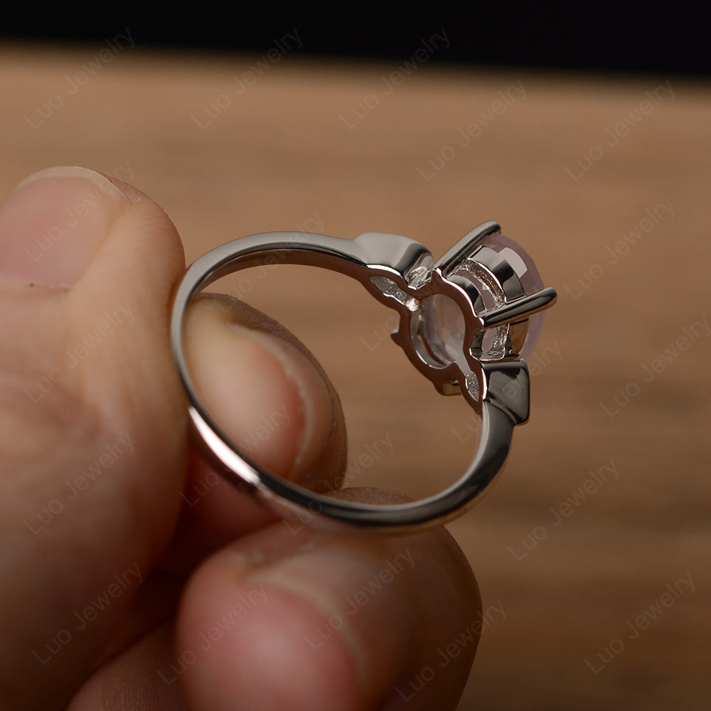 Oval Rose Quartz Engagement Ring Rose Gold - LUO Jewelry