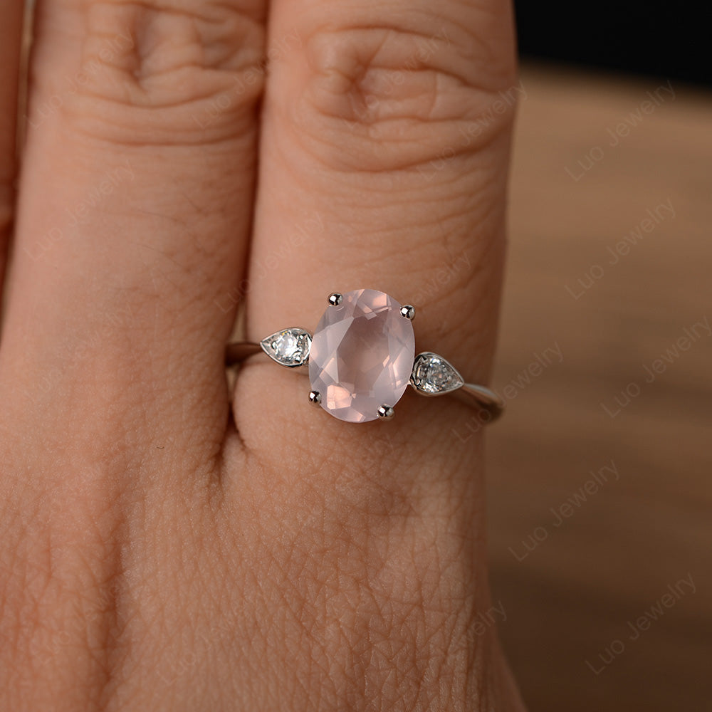 Oval Rose Quartz Engagement Ring Rose Gold - LUO Jewelry