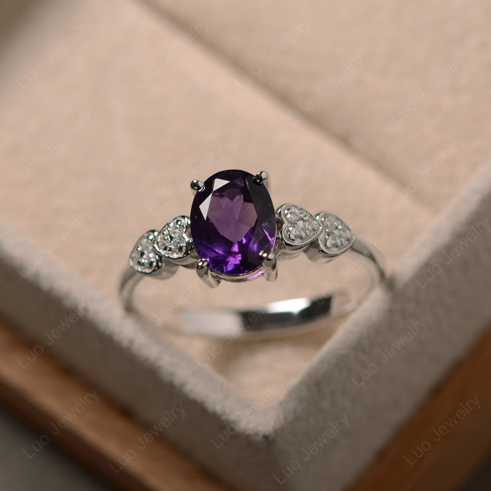 Oval Cut Amethyst Engagement Rose Gold Ring - LUO Jewelry