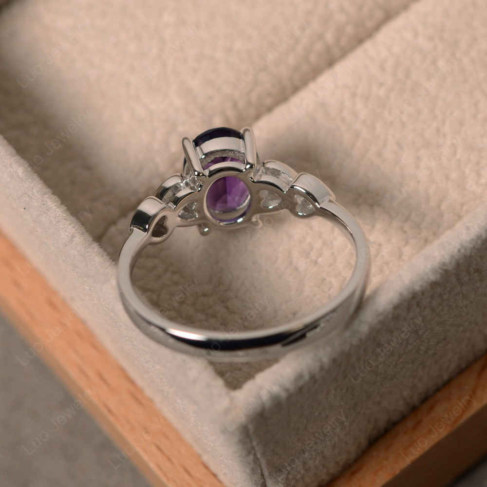 Oval Cut Amethyst Engagement Rose Gold Ring - LUO Jewelry