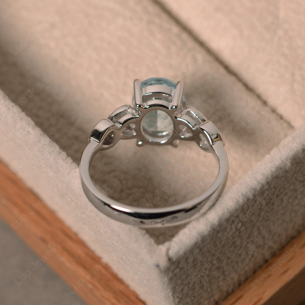 Oval Cut Aquamarine Engagement Rose Gold Ring - LUO Jewelry