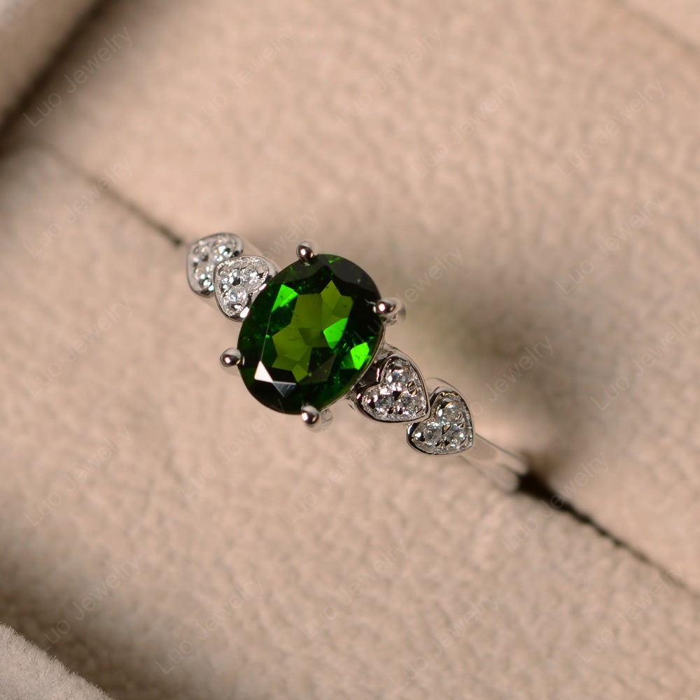 Oval Cut Diopside Engagement Rose Gold Ring - LUO Jewelry