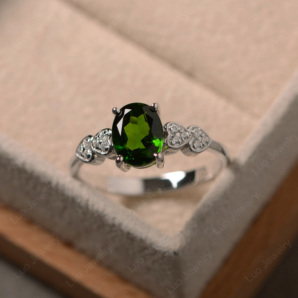 Oval Cut Diopside Engagement Rose Gold Ring - LUO Jewelry