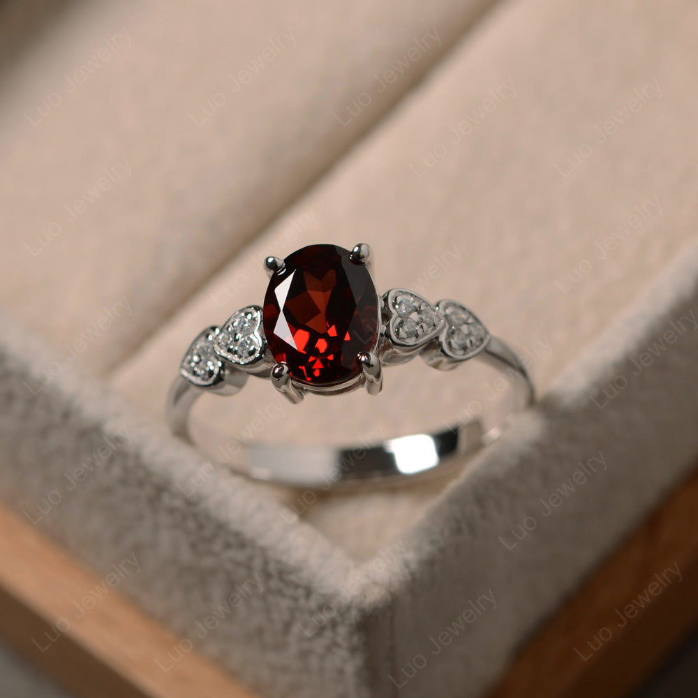 Oval Cut Garnet Engagement Rose Gold Ring - LUO Jewelry