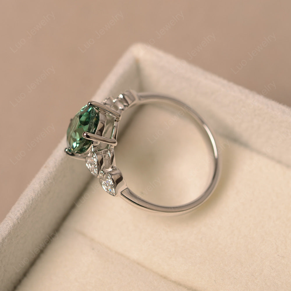 Oval Cut Green Sapphire Engagement Rose Gold Ring - LUO Jewelry