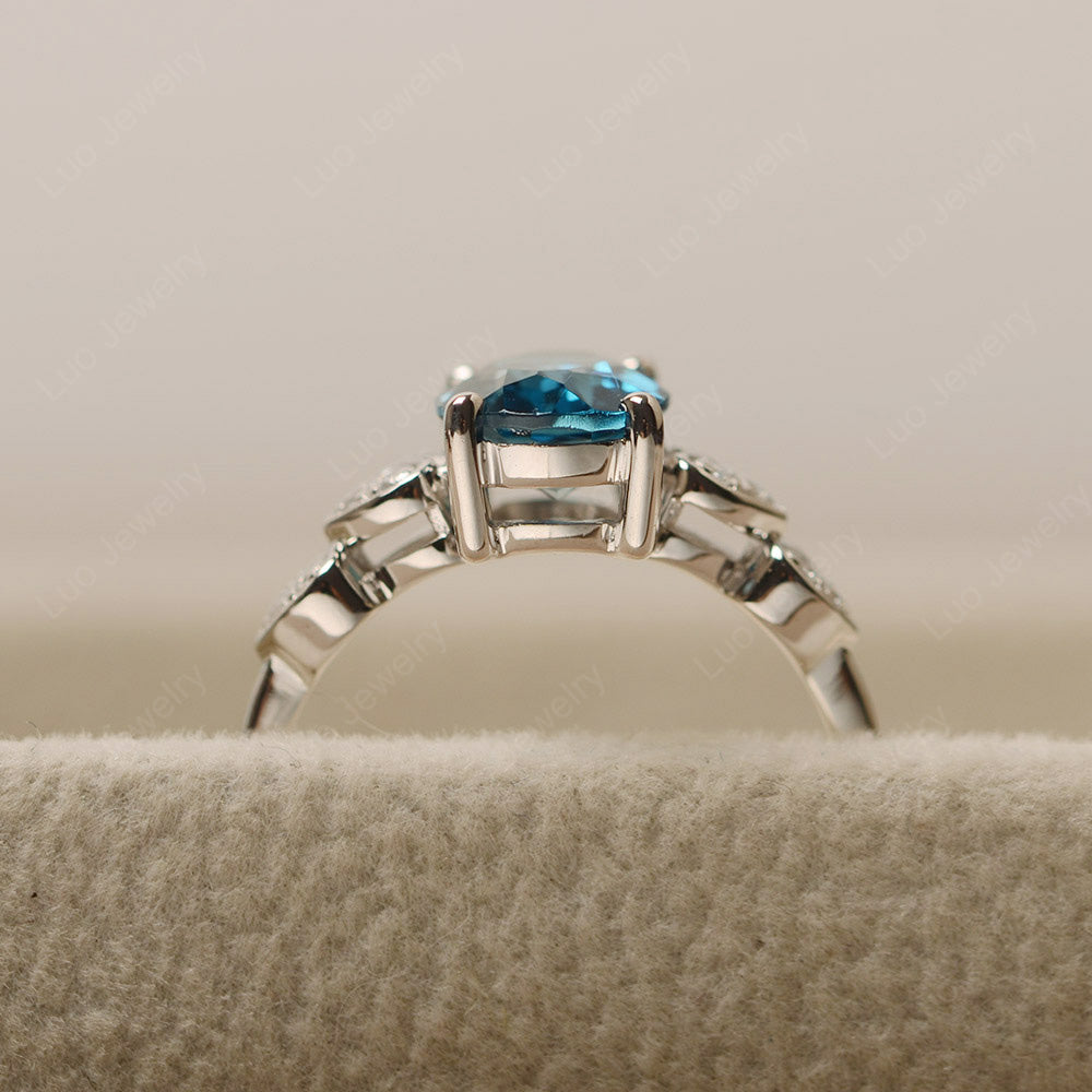 Oval Cut London Blue Topaz Engagement Rose Gold Ring - LUO Jewelry