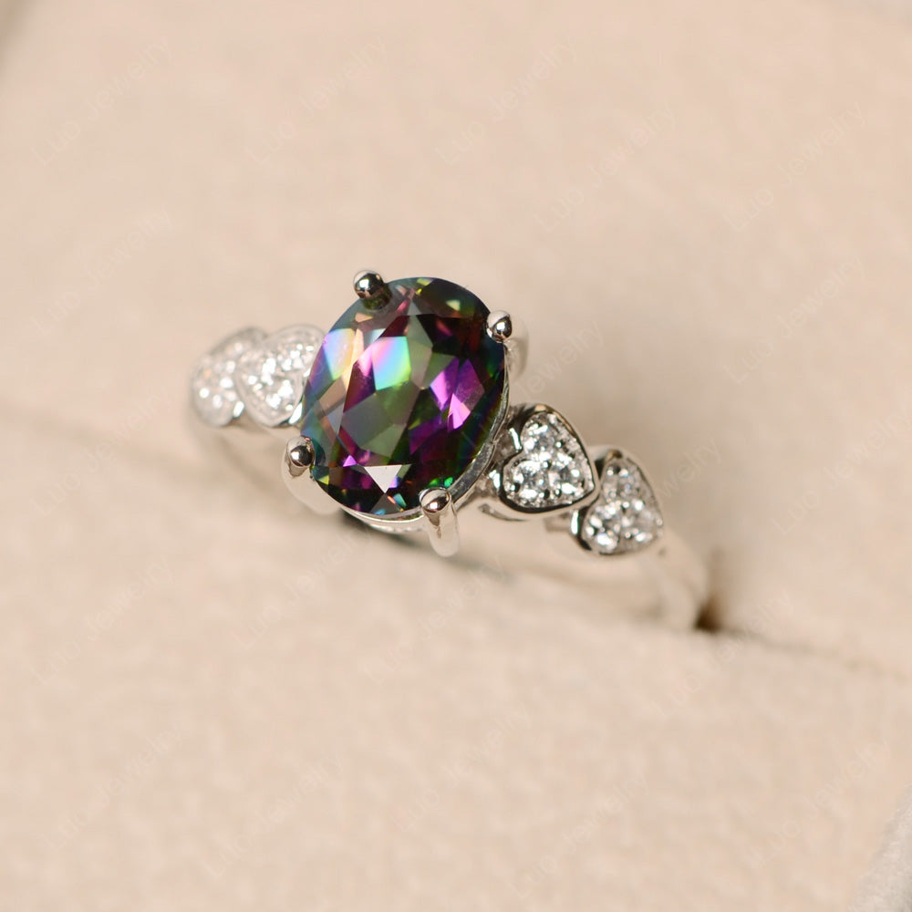 Oval Cut Mystic Topaz Engagement Rose Gold Ring - LUO Jewelry