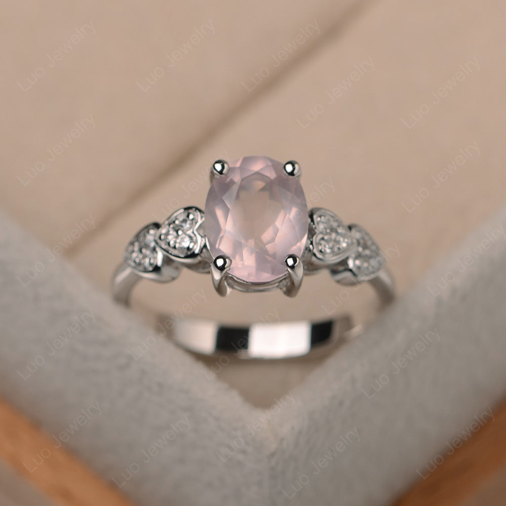 Oval Cut Rose Quartz Engagement Rose Gold Ring - LUO Jewelry