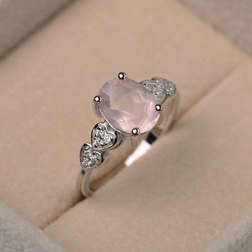 Oval Cut Rose Quartz Engagement Rose Gold Ring - LUO Jewelry