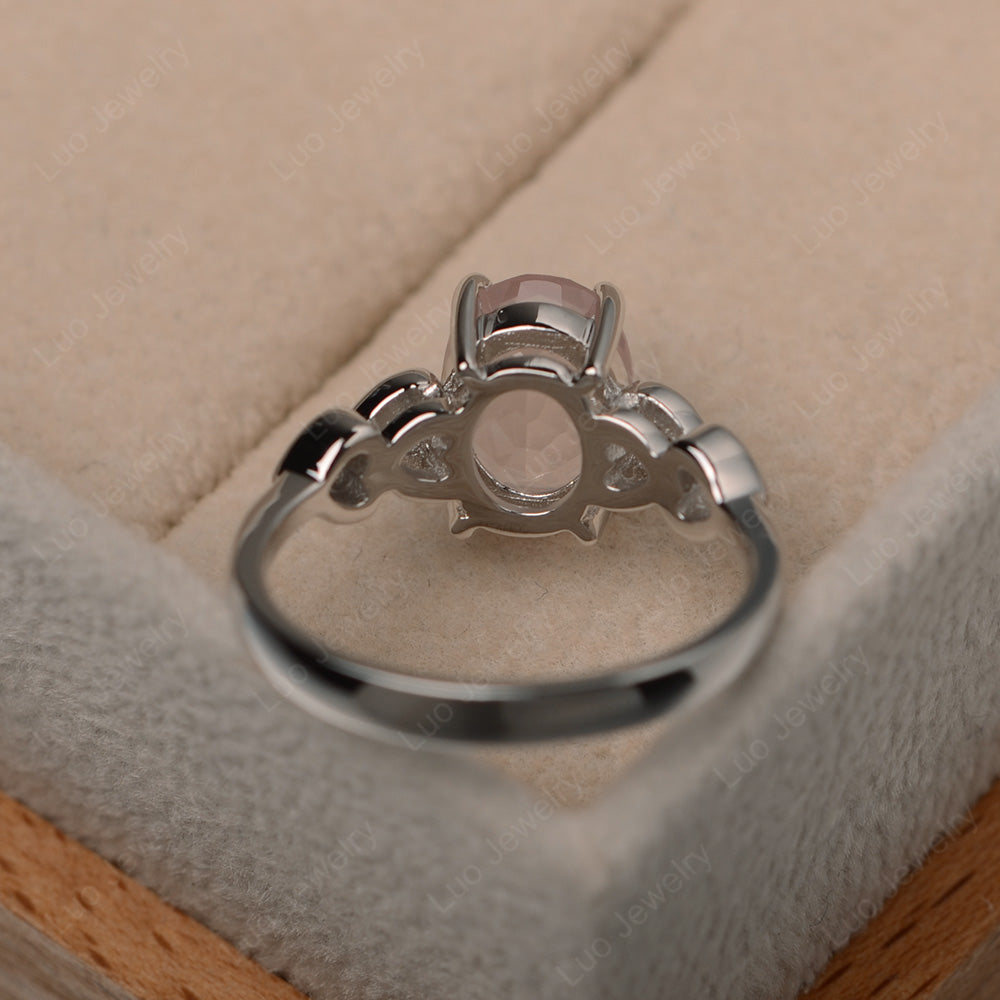 Oval Cut Rose Quartz Engagement Rose Gold Ring - LUO Jewelry