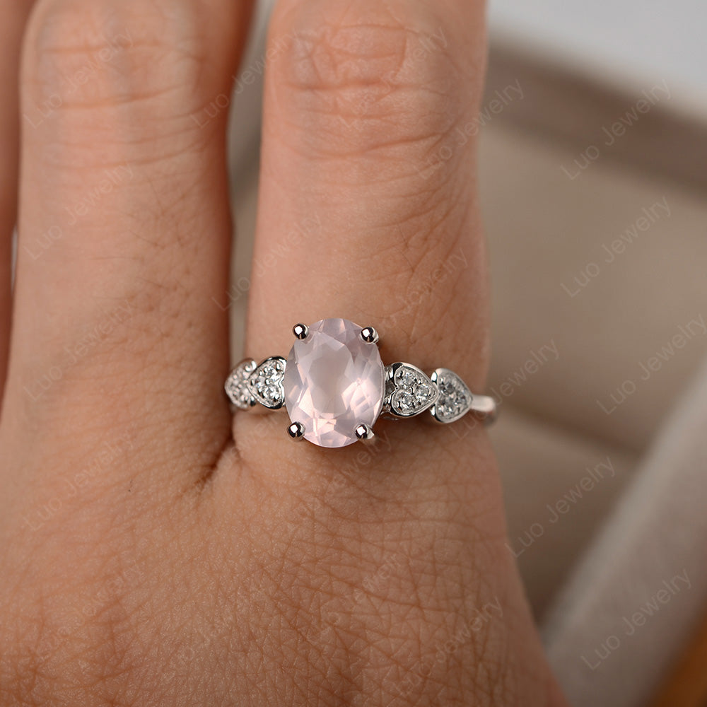 Oval Cut Rose Quartz Engagement Rose Gold Ring - LUO Jewelry