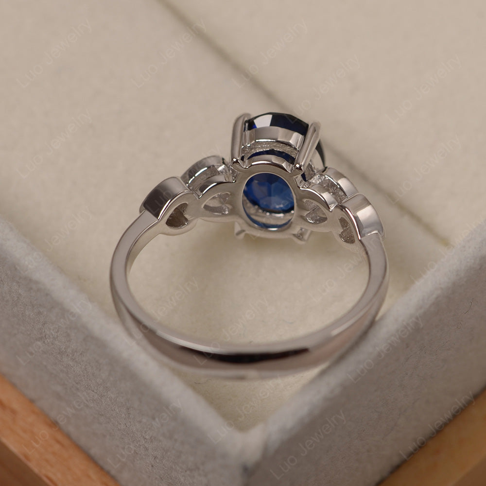 Oval Cut Lab Sapphire Engagement Rose Gold Ring - LUO Jewelry
