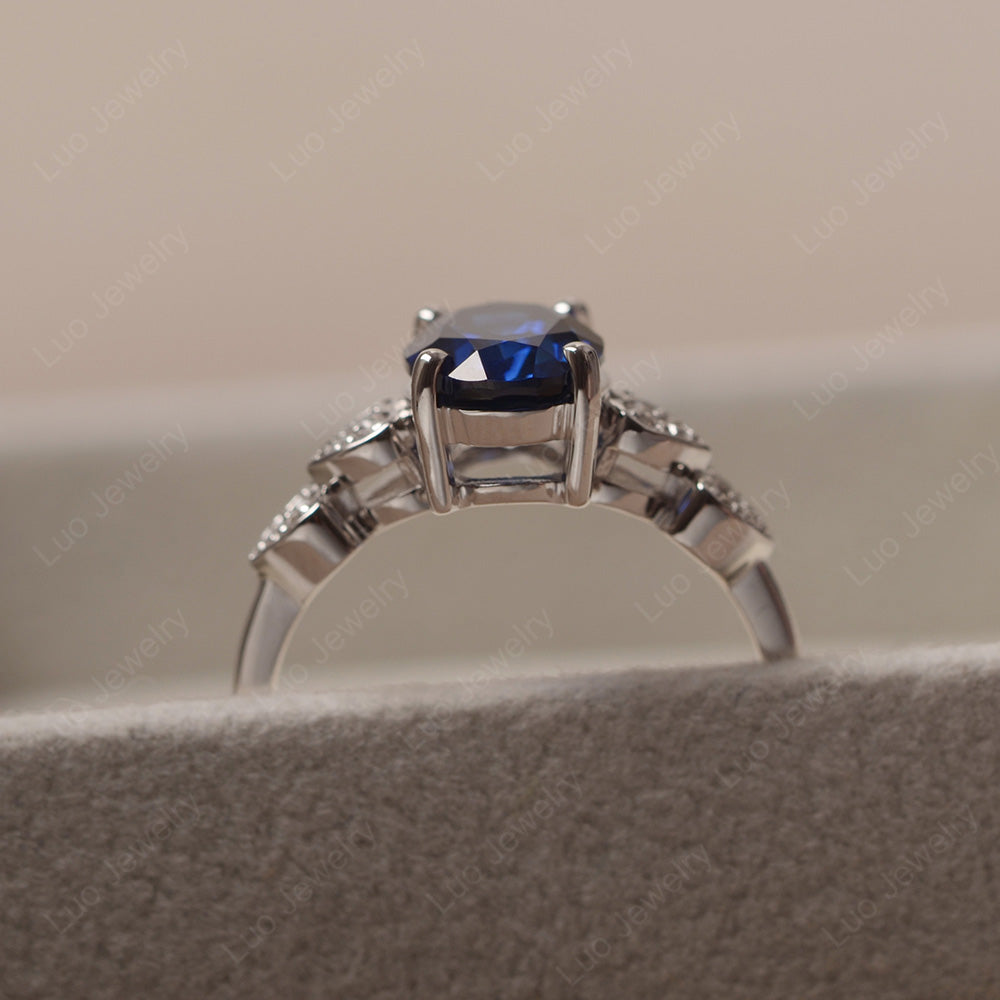 Oval Cut Lab Sapphire Engagement Rose Gold Ring - LUO Jewelry