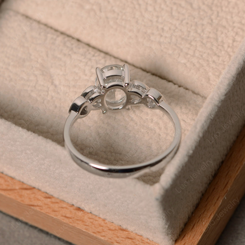 Oval Cut White Topaz Engagement Rose Gold Ring - LUO Jewelry