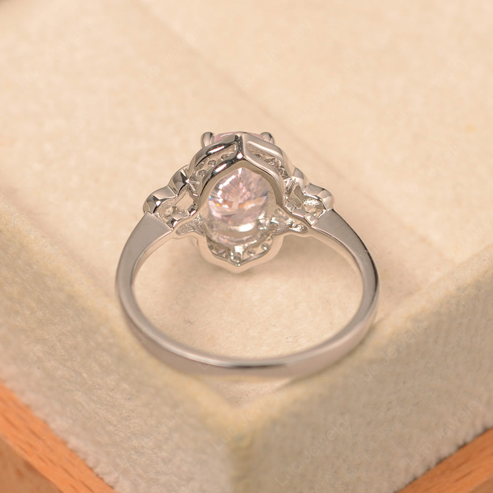 Oval Cubic Zirconia Halo Engagement Art Deco Ring - LUO Jewelry