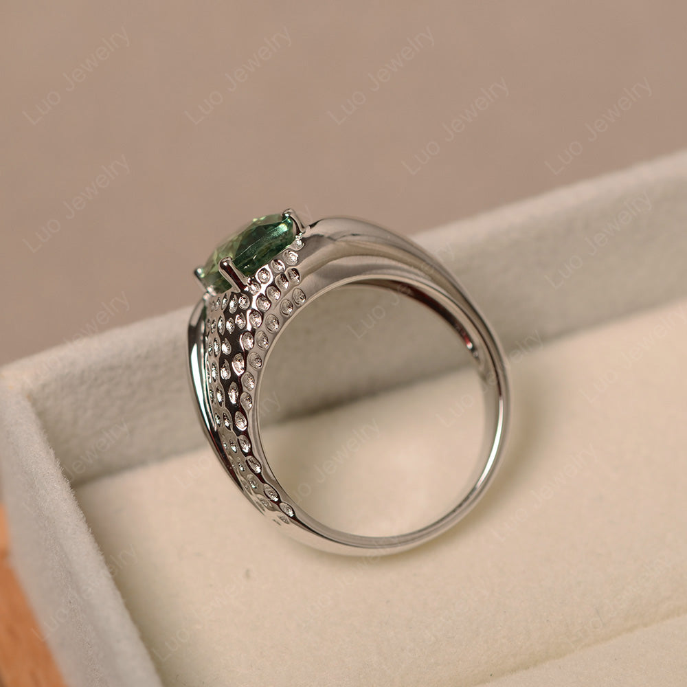 Mens Green Sapphire Ring Oval Cut Solitaire Ring - LUO Jewelry