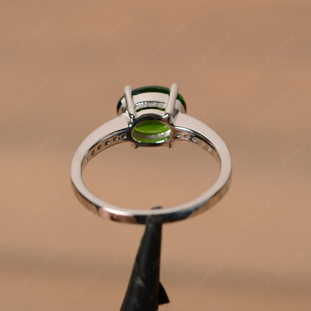 Oval Cut East West Diopside Wedding Ring - LUO Jewelry