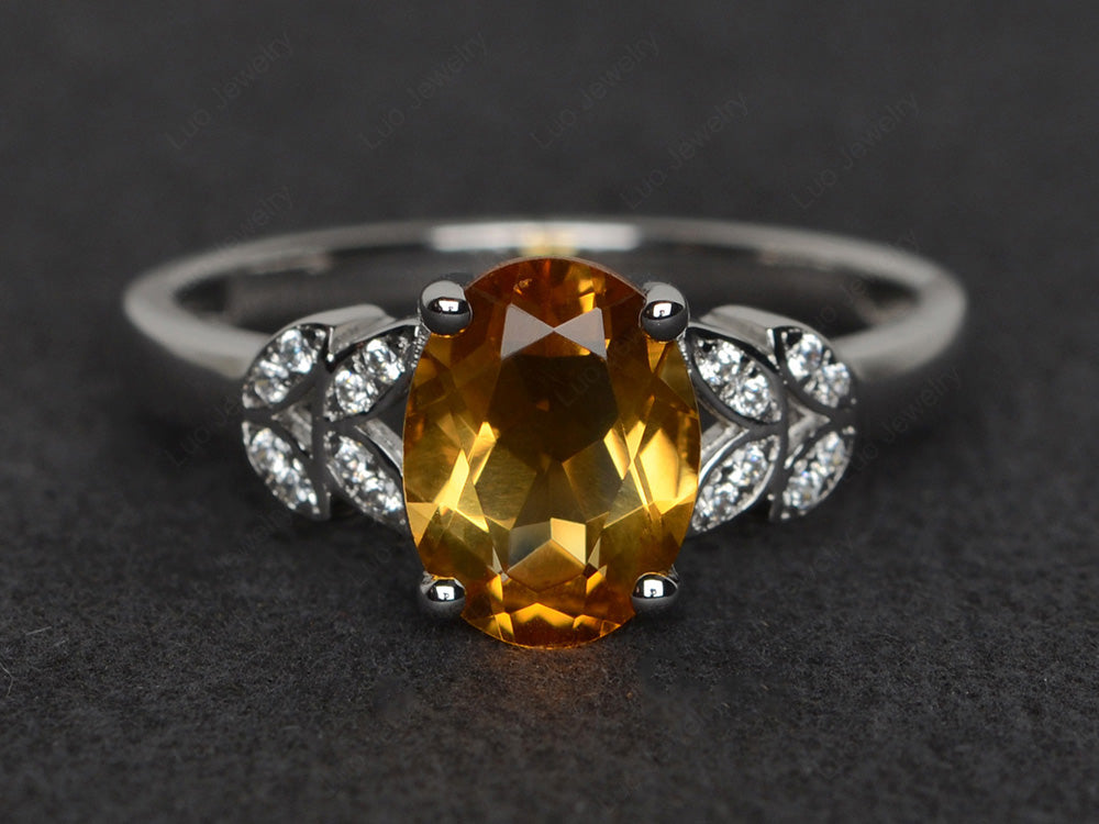 Citrine Promise Ring For Women White Gold - LUO Jewelry